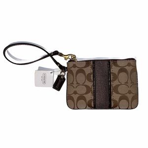 Coach Signature C Striped Small Wristlet